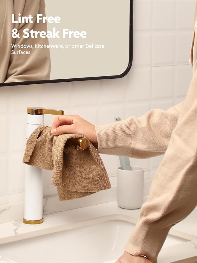 Fantasticlean Microfiber Cleaning Cloth Roll -60 Pack, Tear Away Microfiber Towels, 12" x 12", Reusable, Washable, Scratch Free, Ultra Absorbent Dish Rags for Car, Home, Garage or Shop (Beige & Tan)-Ruum Studio Home