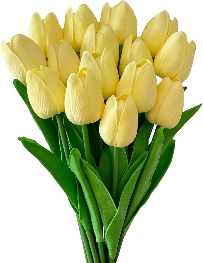 15pcs Artificial Tulips Flowers Real Touch Latex Bouquet Fake Tulips for Office Wedding Party Home Kitchen Garden Decoration-Ruum Studio Home