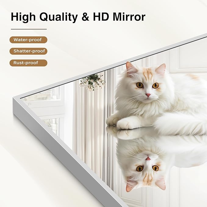 Silver Bathroom Mirror for Wall, 30x30 Inch Rectangle Mirrors with Metal Frame, Modern Vanity Wall Mirror Decor for Bathroom Living Room, Entryway Hangs Horizontal or Vertical-Ruum Studio Home