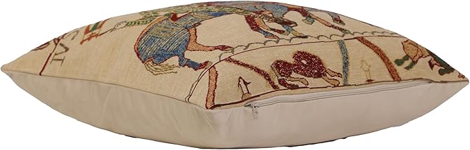 Charlotte Home Furnishings Bayeux Mont St. Michel Throw Pillow Cover 16" x 16" – Medieval Tapestry Cushion Case for Sofa, Couch, & Bed | Cotton Jacquard Woven in Europe | Insert Not Included-Ruum Studio Home