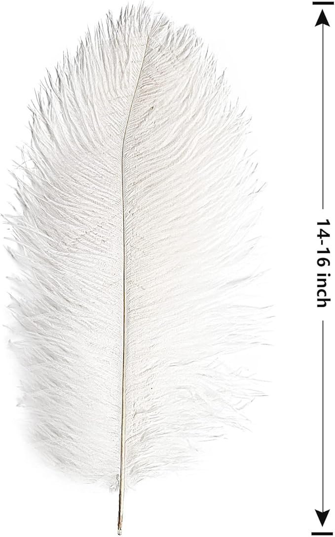 THARAHT 12pcs White Ostrich Feathers Natural Bulk 14-16Inch 35cm-40cm for Wedding Party Centerpieces Easter Gatsby and Home Decorate Ostrich Feathers-Ruum Studio Home