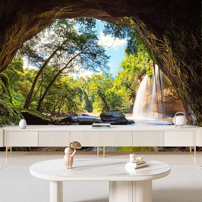 FENDROM Green Misty Forest Tapestry Wall Hanging Nature Mountain Cave Landscape Tapestry Waterfall River Tapestries for Bedroom Living Room Dorm Decor-Ruum Studio Home