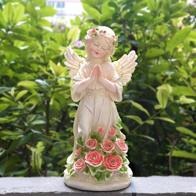 Garden Decor Angel Statue, Outdoor Patio Garden Sculptures & Statues, Solar Yard Decorations Lawn Ornaments Figurines for Outside-Ruum Studio Home