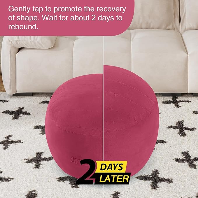 MeMoreCool Round Stuffed Pouf Ottoman Foot Rest, Floor Pouf Foot Stool with Soft Foam Chunk Filling, Small Round Ottoman Footstool Circle Footrest for Living Room-Ruum Studio Home