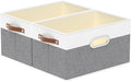 Yawinhe Fabric Storage Baskets, Foldable Closet Organizer for Shelves, Large Boxes with 3 Handles, Canvas Bins for Clothes, White/Grey, 12.99''Lx9.05''Wx7.87''H, 2-Pack-Ruum Studio Home