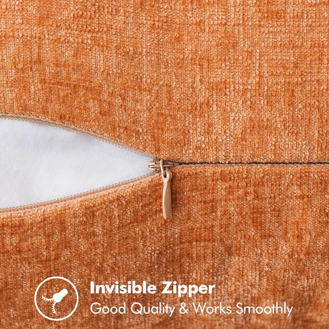 MIULEE Pack of 2 Fall Couch Throw Pillow Covers 18x18 Inch Orange Farmhouse Decorative Pillow Covers with Stitched Edge Soft Chenille Solid Dyed Pillow Covers for Sofa Bed Living Room-Ruum Studio Home