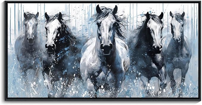DUNHUANG ART Rustic Equine Gallop Canvas Wall Art - Stunning Horse Themed Decor for Living Room, Bedroom, Office - Horse Pictures Wall Decor 20"x40"-Ruum Studio Home