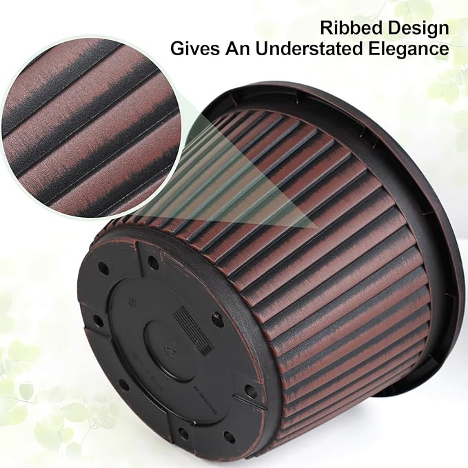 10 Inch Planter-Pots-for-Plants-Indoor-Outdoor, 4 Pack Plastic Flower Pots with Saucer & Drainage Holes, Modern Decorative Resin Garden Pots-Ruum Studio Home