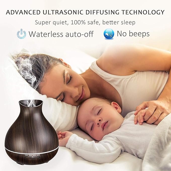 BZseed Aromatherapy Essential Oil Diffuser, 550ml Ultrasonic Fragrant Oil Large Room Humidifier, Diffusers for Home with Timer and Waterless Auto-Off, 7 Color LED Lights,Cool Mist Humidifiers-Ruum Studio Home