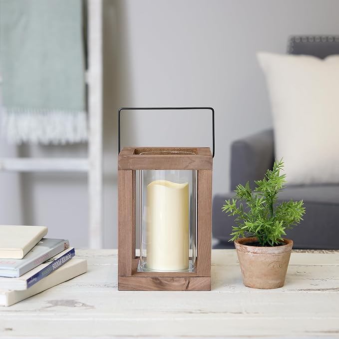 Zingz & Thingz Wooden Candle Lanterns, Decorative Light Home Decor, 9" Tall, Rustic Garden-Ruum Studio Home