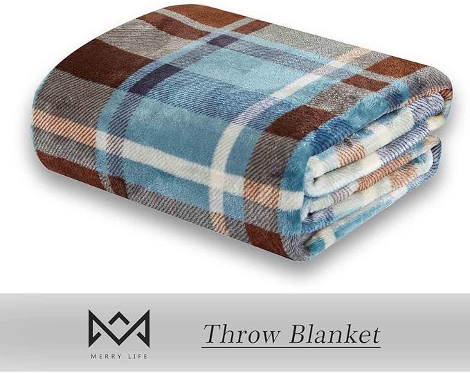 MERRYLIFE Throw Blanket Plaid Sherpa | Ultra-Plush Soft Colorful Oversized | Decorative Couch Travel Blanket | Large Size(60" 90", Greenland)-Ruum Studio Home