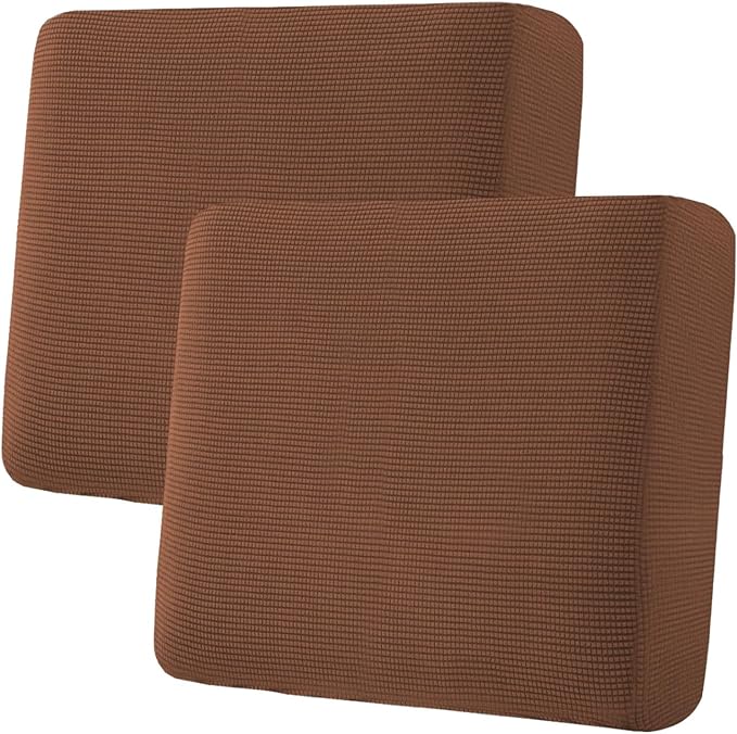 H.VERSAILTEX Super Stretch Individual Seat & Couch Cover Sets - Thick Jacquard Textured Twill Fabric (2 Piece Large Sofa Cushion Covers, Caramel)-Ruum Studio Home