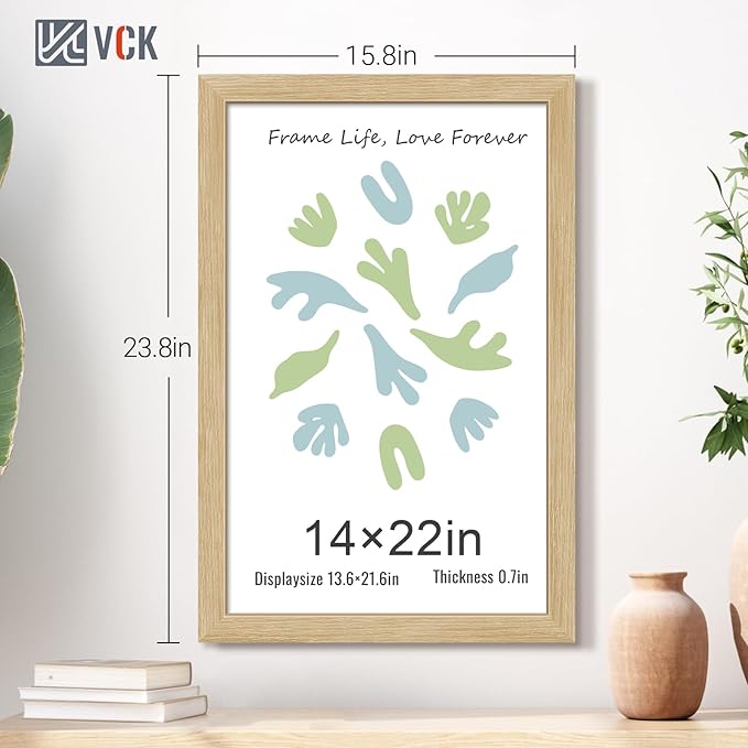 VCK 14x22 Picture Frame Set of 3 - Oak, Natural Solid Wood Poster Frames, Wall Gallery Frame-Ruum Studio Home