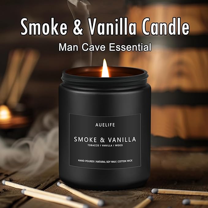 2 Pack Smoke & Vanilla Candle | Candles for Men - Masculine Candle, Soy Candles for Home Scented - Gifts for Men, Home Fragrance Gifts - Each of 7oz-Ruum Studio Home