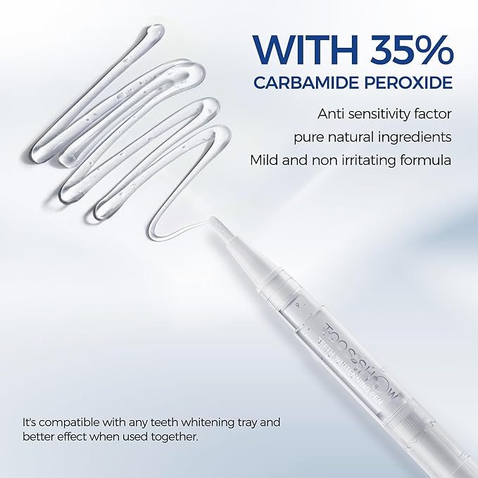 5 x Teeth Whitening Pen Gel (4+1 Desensitizing Gel), No Sensitivity Teeth Whitening Gel Kit, Effective Teeth Whitener, Travel-Friendly Tooth Whitening Pen, Carbamide Peroxide Tooth Bleaching-Ruum Studio Home