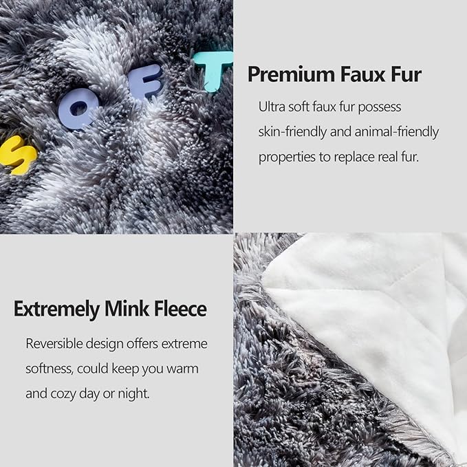 GONAAP Fuzzy Faux Fur Throw Blanket Queen Size Tie-dye Marble Black Super Soft Cozy Plush Fuzzy Shaggy Blanket for Couch Sofa Bed (Tie-dye Marble Black, Queen(90"x90"))-Ruum Studio Home