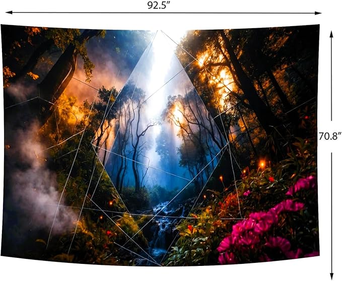 Delur Forest Tapestry Tree of Life Misty Tropical Rainforest Tapestry Wall Hanging Mystical Colorful Spiritual Psychedelic Nature Landscape Headboard for Bedroom Living Room Home Decor (70.8" x 92.5")-Ruum Studio Home