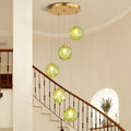 5-Light Chandelier, Globe Green Glass Flush Mount Pendant Light,15W Ceiling Hanging Light for Staircase Foyer Entryway Living Room Hotel Kitchen Island（3000K,G9 Bulbs Include）-Ruum Studio Home