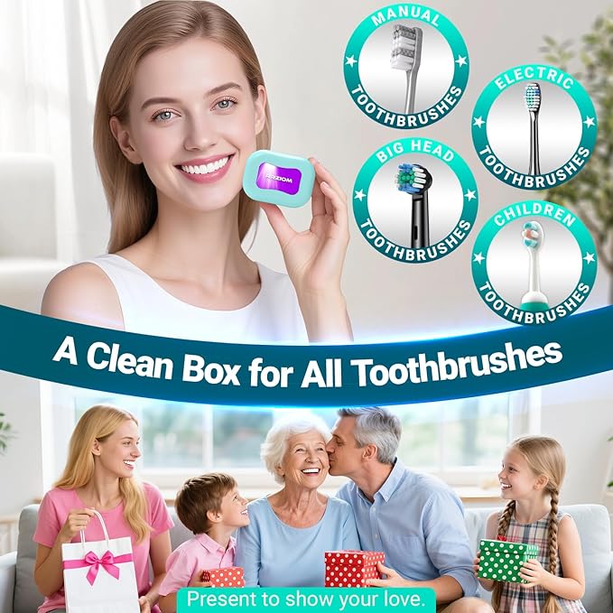 Toothbrush Sanitizer Case, RRZIOM Portable Toothbrush Covers Rechargeable, Rechargeable Toothbrush Cleaner Holder Case for Travel Home, Detachable Toothbrush Cover Cap for All Toothbrushes (Blue)-Ruum Studio Home