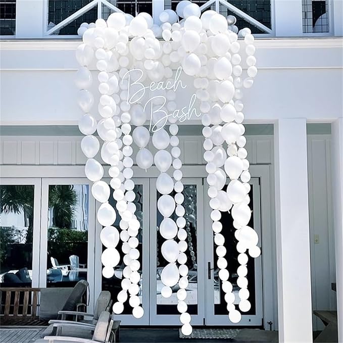 White Quick Link Balloons - 100PCS Linking Balloons for Wedding, Birthday, Baby Shower, Engagement, Graduation Party Decorations (10inch)-Ruum Studio Home