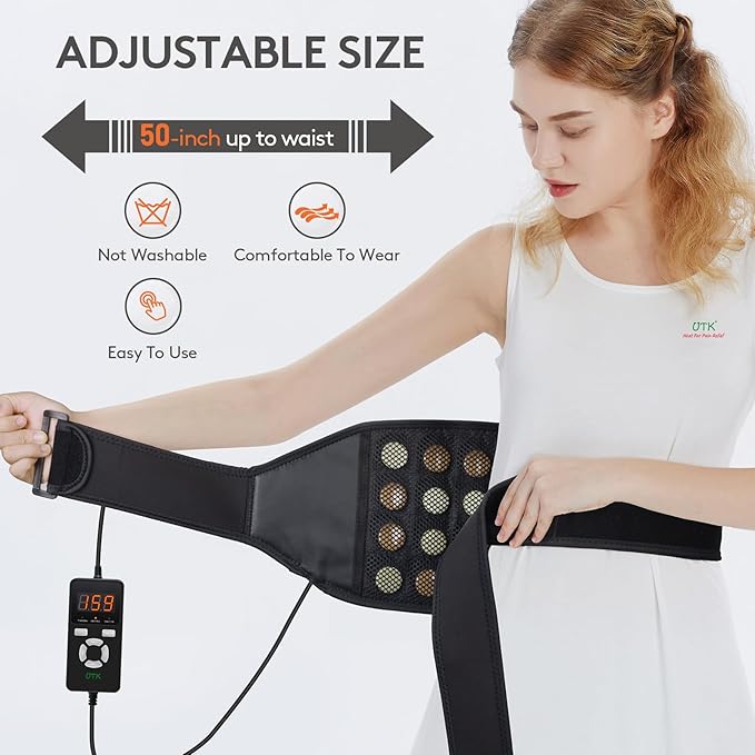 UTK Heating Pad for Back Pain Relief, Far Infrared Heating Pads with 20 Natural Jade Stones, Heating Fast, Hot Enough, Auto Shut Off, Smart Controller, 55'' Large Size Heat Pad for Back-Ruum Studio Home