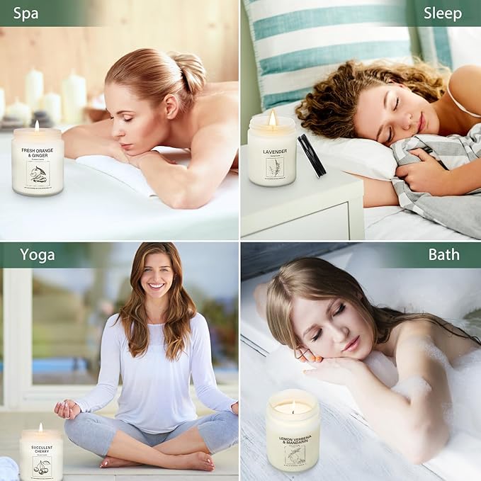 Natural Soy Wax Aromatherapy Candles - 4 Pack 7.1oz, Over 240 Hours Burn Time, Scented Candles Gifts for Women - Lavender-Ruum Studio Home