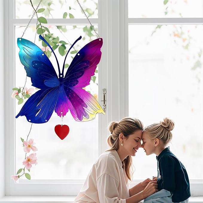 DJUAN Butterfly Gifts for Women Mom Grandma,Stainless Steel Butterfly Outdoor Statues for Yard Art Ornaments Window Porch Patio Home House Wall Decorations - Birthday Gift for Mother's Day Christmas-Ruum Studio Home