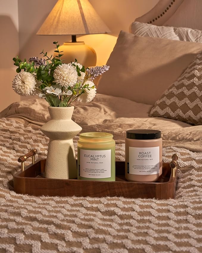 M&SENSE Eucalyptus & Mint Candles for Home Scented, 19.4oz 110 Hours Burn Soy Aromatherapy Candle Gift for Stress Relief, Meditation, Yoga, Relaxing SPA, Natural Soy Wax for Men and Women-Ruum Studio Home