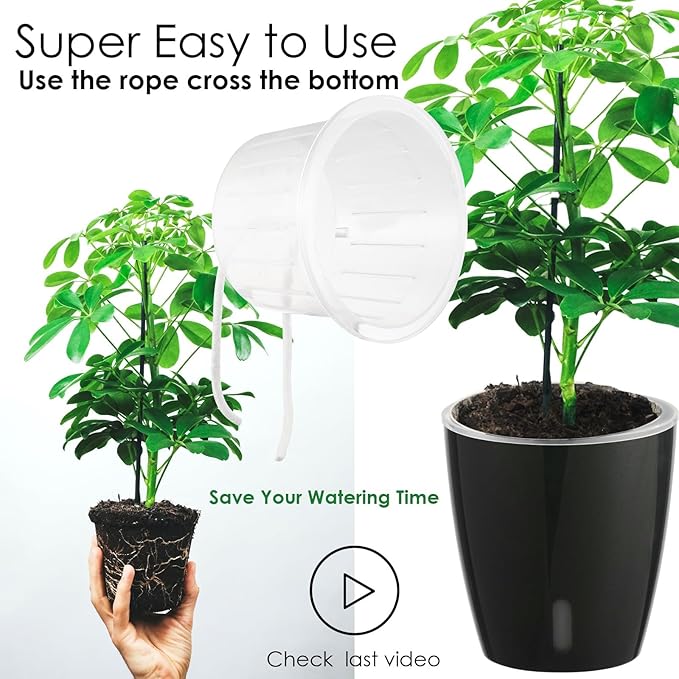Self-Watering Pots for Indoor Plants, 6-Pack 6.7'' Self Watering Planter with Drainage Holes, Small African Violet Pots with Water Indicator, Clear Wick Pot, Black-Ruum Studio Home
