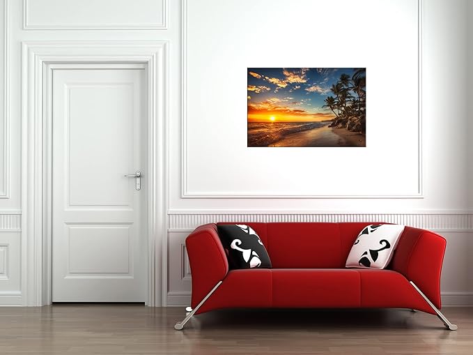 DZL Art S74769 Canvas Painting Print Paradise Tropical Island Beach with Palms Photograph Print Nature Pictures Wall Art Canvas Prints Painting for Living Room Bedroom Decor Office Wall Decor-Ruum Studio Home