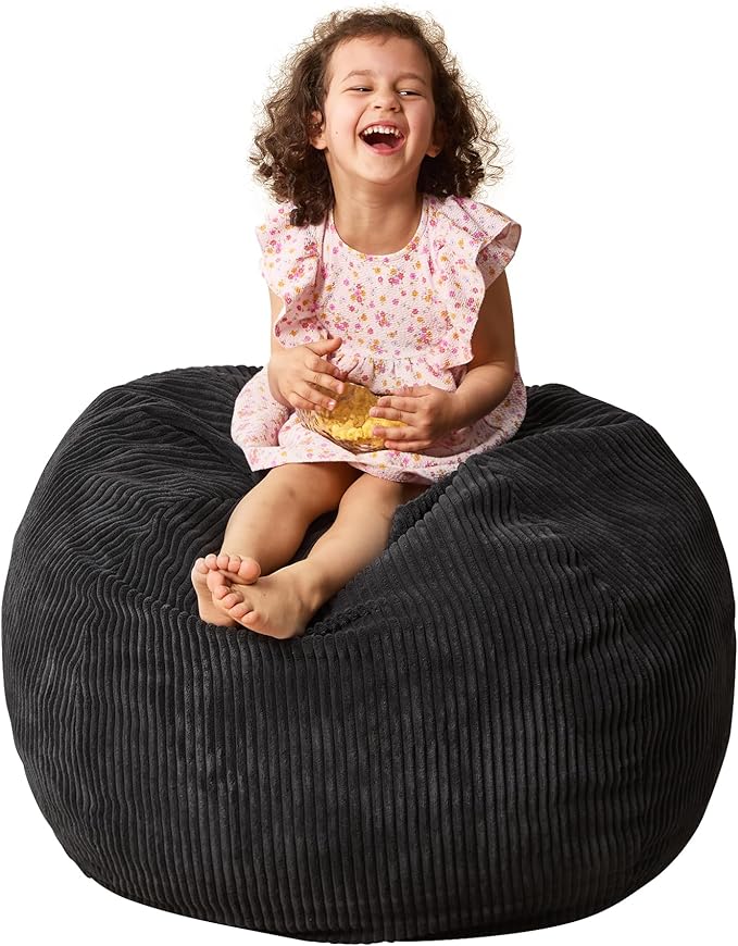 Bean Bag Chairs Teardrop Bean Bag Chair Beanbag Chair with Memory Foam Filled Machine Washable Cover for Living Room, Bedroom (Small,Black)-Ruum Studio Home