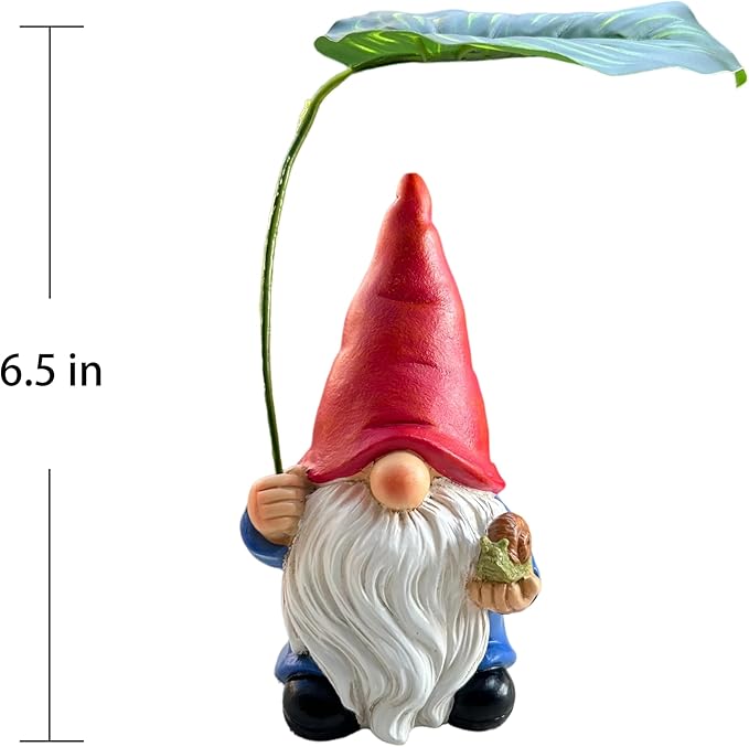 Garden Gnome Statue Decoration with Leaf Umbrella, 6.5” Figurine Ornament for Indoor Outdoor Home Patio Yard Lawn, for Gnome Lovers & Garden Enthusiasts，Mom，Women-Ruum Studio Home