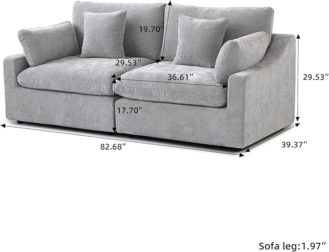 JACH Cloud Sectional Couches for Living Room, Modern Convertible Modular Couch, Love Seat Sofas, Sofa Covers Removable, Comfy Sectional Couch for Living Room, Apartment (Light Grey)-Ruum Studio Home