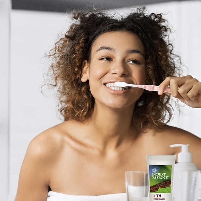 Desert Essence Natural Neem Toothpaste - Cinnamint - 6.25 Oz - Pure Essential Oil - Baking Soda - Complete Oral Care - Sea Salt - Refreshing Taste - Promotes Buildup Reduction-Ruum Studio Home