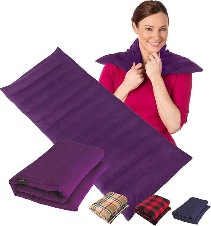 SunnyBay Extra Large Microwave Heating Pad, Microwavable Heavy Weighted Full Body Moist Cold Pack and Washable Fleece Cover, 10x24 Inches, FSA HSA Eligible, 2.8 lbs, Made in USA, Purple-Ruum Studio Home