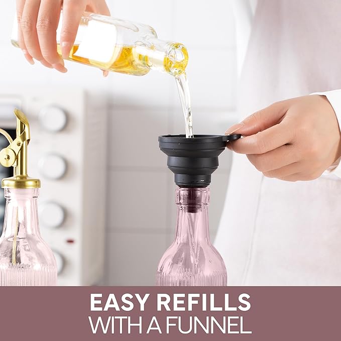 COOK WITH COLOR Glass Olive Oil Bottle Dispenser - 2 Pack- 17oz Oil and Vinegar Cruet - Olive Oil Carafe Decanter for Kitchen-Ruum Studio Home