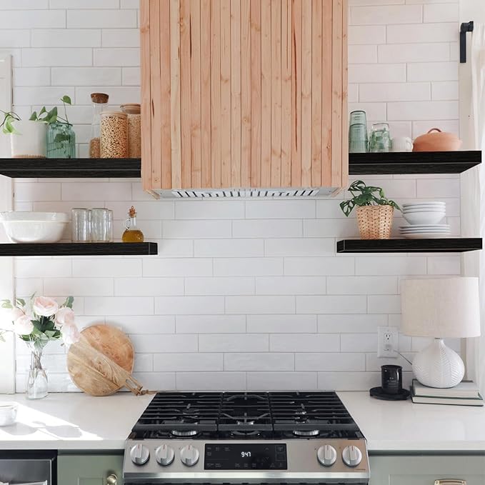 QEEIG Floating Shelves for Wall Bathroom Shelf Bedroom Kitchen Living Room Farmhouse Small Book Shelf 16 inch Set of 4, Black (015-B4)-Ruum Studio Home