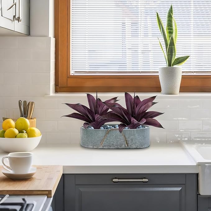 Fake Plants Artificial Agave Plants Indoor，UV Resistant Fake Agave Planters Outdoor Decorating Artificial Plants for Outdoors Decor Agave (2Pack,12.6'Purple) Spring Decorations for Home-Ruum Studio Home