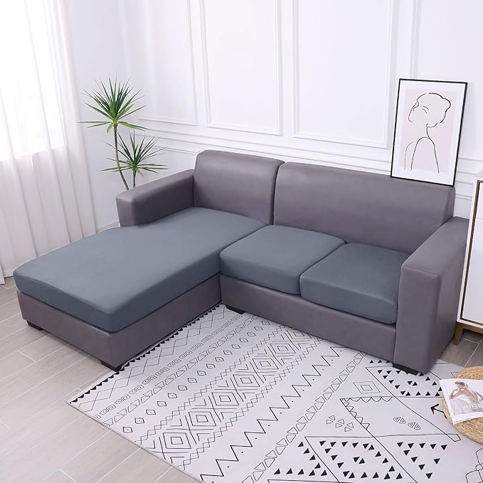 hyha Waterproof Couch Cushion Covers, Sectional Sofa Slipcovers Washable, L Shape Chaise Dog Couch Covers for Sectional Sofa, Universal Furniture Protector (1 Piece for Chaise, Grey)-Ruum Studio Home