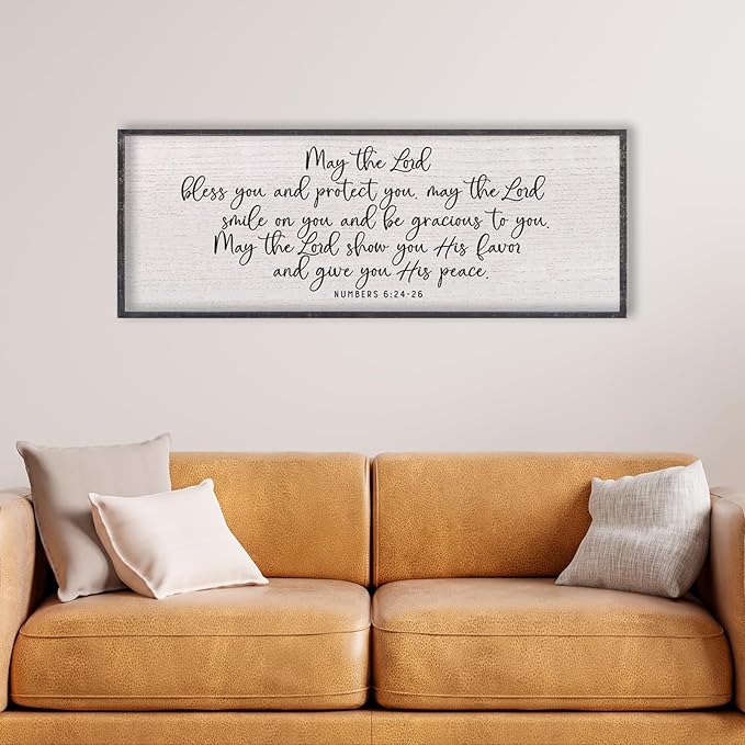 LuZhiQiang Numbers 6:24-26 Scripture Wall Art 40"x15" May The Lord Bless You And Protect You Sign Bible Verses Christian Home Wall Decor (Black)-Ruum Studio Home