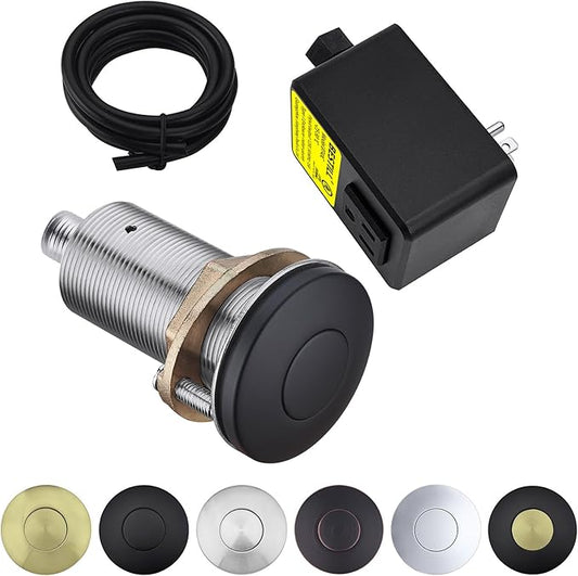 BESTILL Garbage Disposal Air Switch Kit - UL Listed, Brass 3.6" Long Push Button for Waste Disposer, Cordless Sink Top Switch Button, Matte Black, Compatible with all Garbage Disposals-Ruum Studio Home