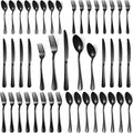 Lazycorner 40 Pcs Black Silverware Set for 8, Mirror Polished Flatware Set Stainless Steel Fork Knife Spoon, Food Grade Eating Utensils Sets, Reusable Silverwear Cutlery Set, Dishwasher Safe-Ruum Studio Home
