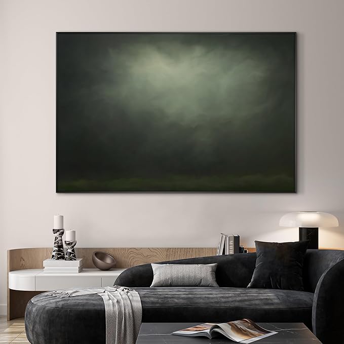 SIGNWIN 46"x72" Extra Large Framed Wall Art Moody Green Abstract Cloudscape, Minimalist Atmospheric Print for Home Living Room Bedroom Decor (Frame Assembly Required)-Ruum Studio Home