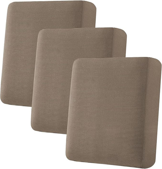 H.VERSAILTEX Super Stretch Individual Seat Cushion Covers Sofa Covers Couch Slipcover Sets Thick Jacquard Textured Twill Fabric (3 Piece Sofa Cushion Covers, Macchiato)-Ruum Studio Home