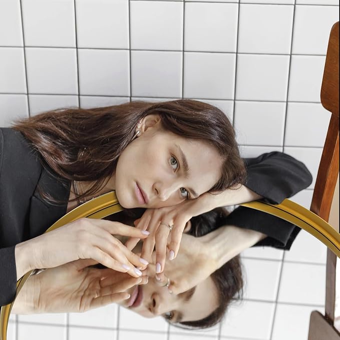 48 Inch Round Bathroom Mirror - Wall Mounted Circle Mirror with Metal Frame, Modern Mirror Suitable for Bathroom, Vanity, Entryway, Living Room, Wall Decor,Gold-Ruum Studio Home