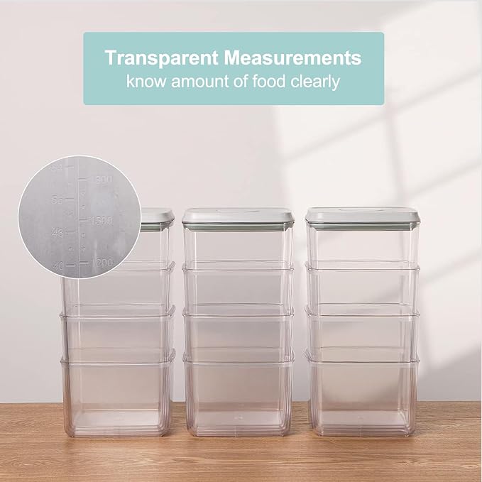 Pop Containers with Lids - Stackable Airtight Food Storage, Kitchen Pantry Storage Containers for Snacks Candy Salt Herbs Spices BPA-Free (12PCS (1.2 + 2.0 + 2.7 + 3.3 Qt) * 3)-Ruum Studio Home