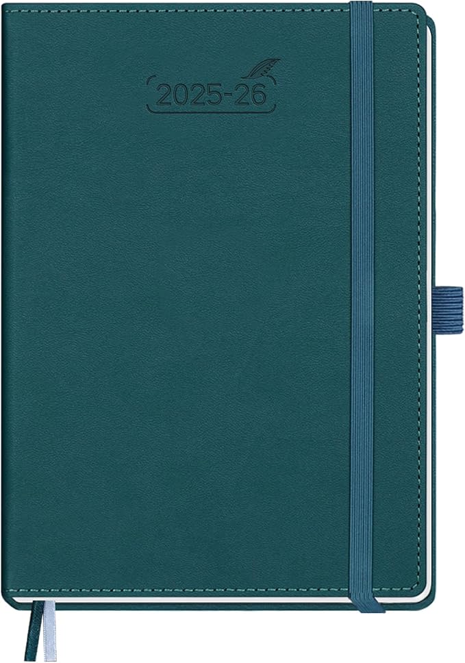 BEZEND Planner 2025-2026 Weekly and Monthly, 5.8" x 8.5" Academic Calendar (Jul 25-Dec 26) Vertical Daily Appointment with Hourly Timeslot & Monthly Tab, PU Leather Hardcover - Dark Green-Ruum Studio Home