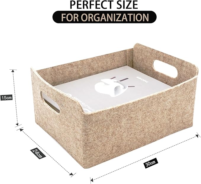 Welaxy Storage Baskets Collapsible Felt Storage bin Foldable Shelf Drawers Organizers for Kids Toys pet Toy magazine Books Clothes Closet Cabinet decluttering (Oatmeal x 3)-Ruum Studio Home
