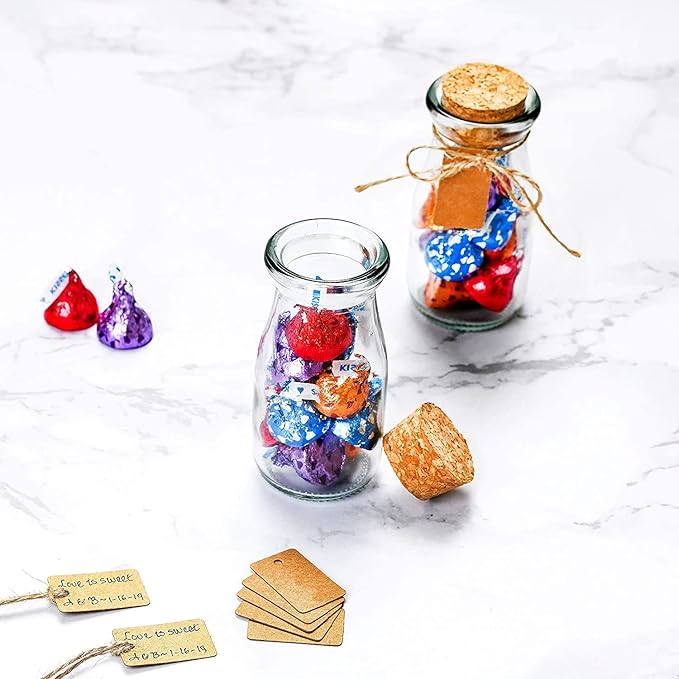 Otis Classic Small Glass Jars with Lids – Set of 12 Mini Glass Bottles with Corks for Halloween Decorations Fall Décor Wedding & Party Favors, Halloween DIY Crafts, Potions, Spices & Candy, 3.4 oz-Ruum Studio Home