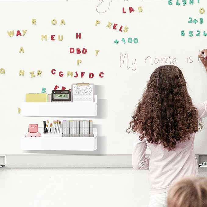 Magnetic Spice Rack Organizer for Fridge Seasoning Organizer for Kitchen Storage With Screw Magnetic Shelf for Oven, RV,Garage,Bathroom (White, 4pack)-Ruum Studio Home